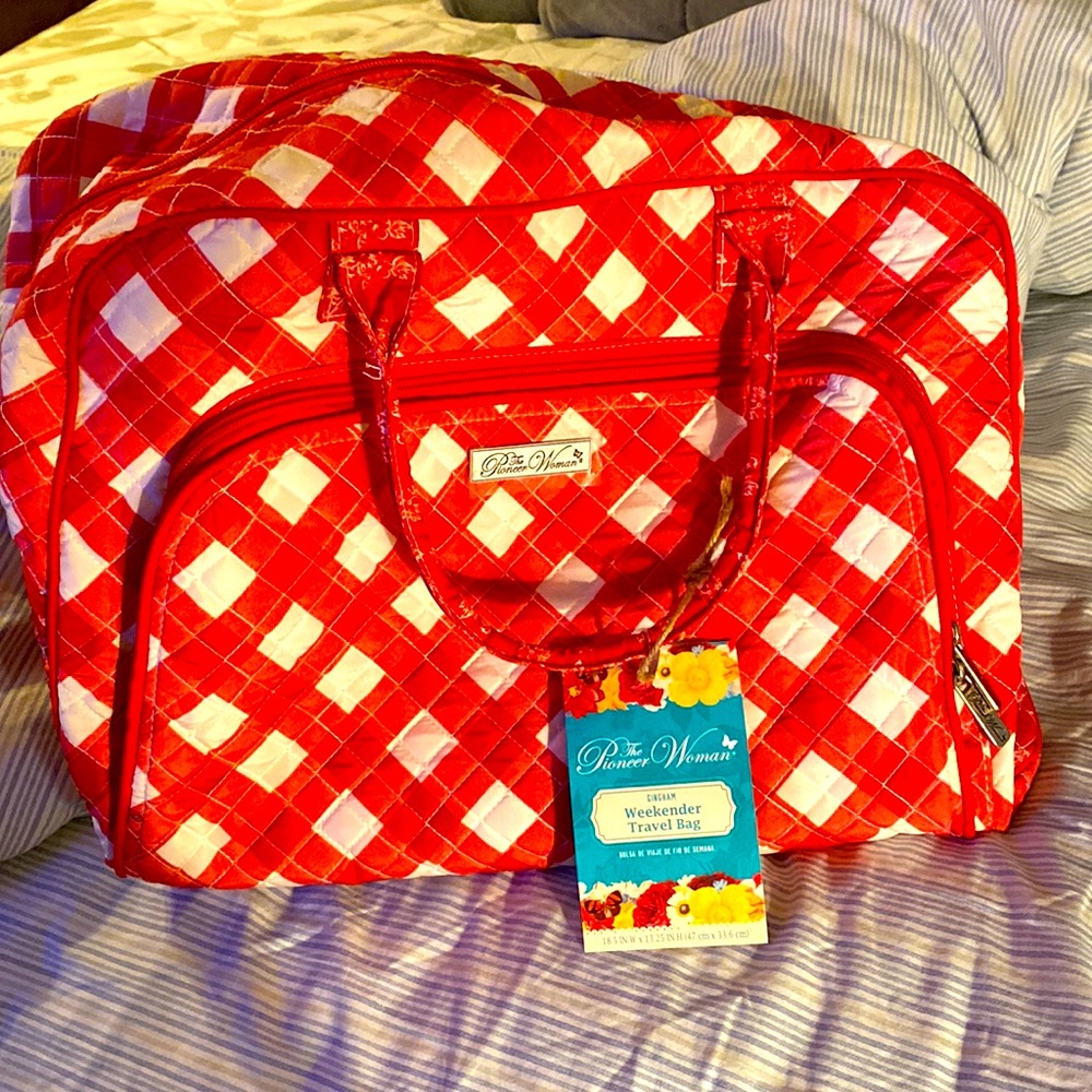 Pioneer Woman Gingham Weekender Travel Bag